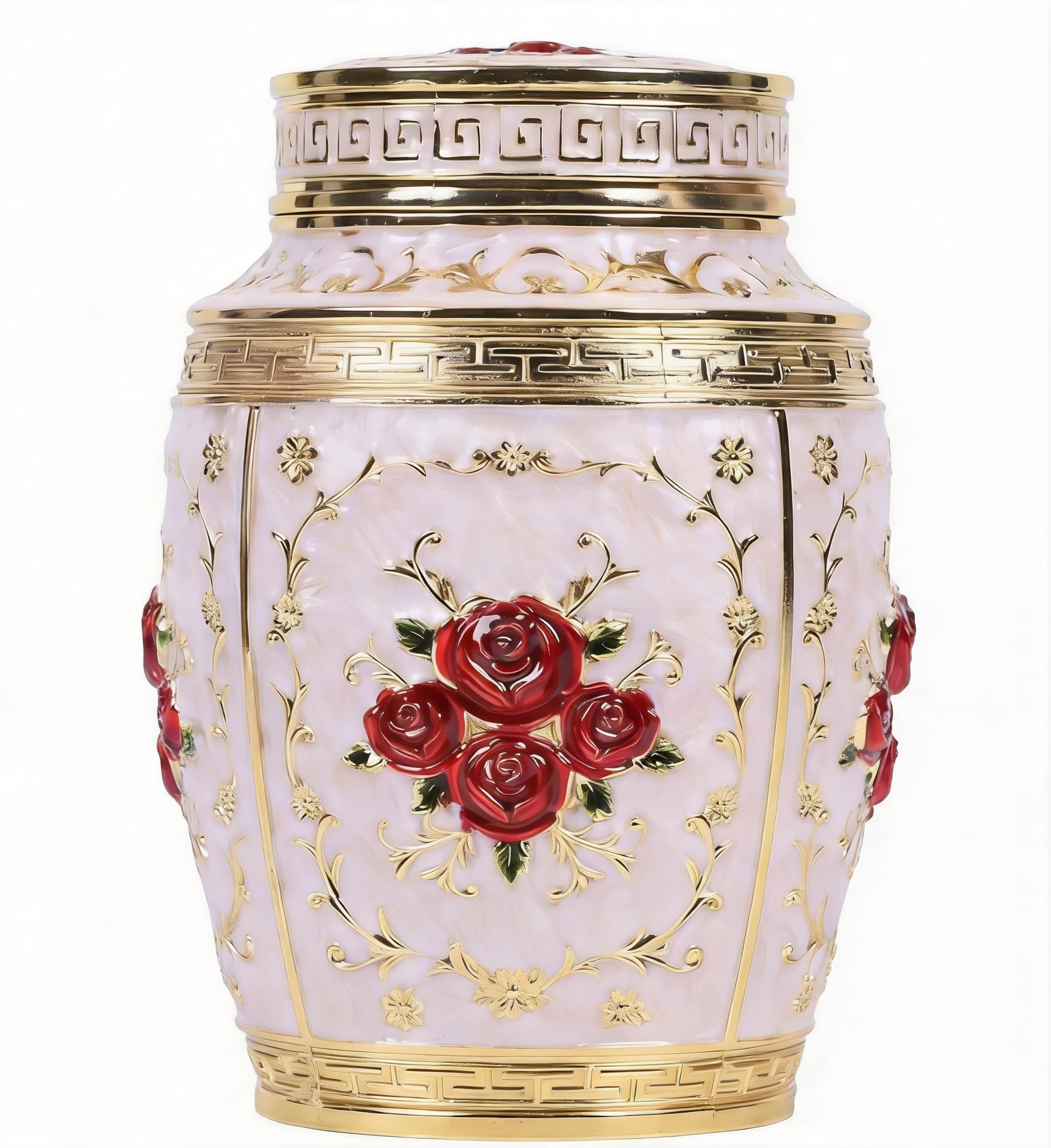 BRUKUSUR Medium Urn for Human Ashes - Rose Cremation Urn for Ashes for Women Mom - Beautiful Keepsake Urns Made of Zinc Alloy - Hold 75 Cubic inches of Ashes - Suitable for A Lost Baby or Children