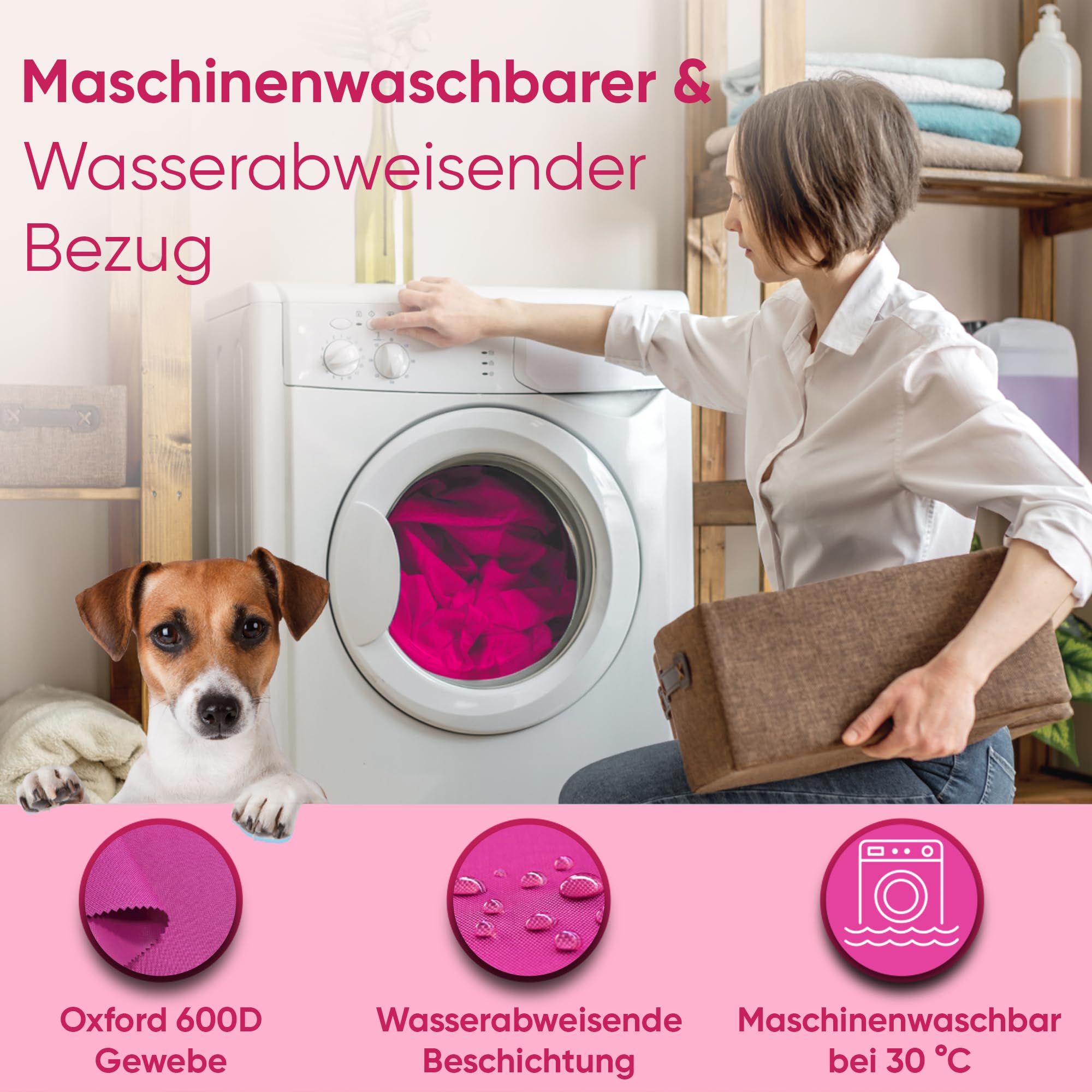 COOL PET Colchón para perros, 120 x 80,10 cm de grosor, placa de espuma fría ortopédica (espuma viscoelástica), tela Oxford 600D con pintura de PVC, tamaño 4XL, color rosa