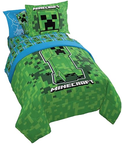 Jay Franco Minecraft Creeper Twin Comforter Set - 5 Piece