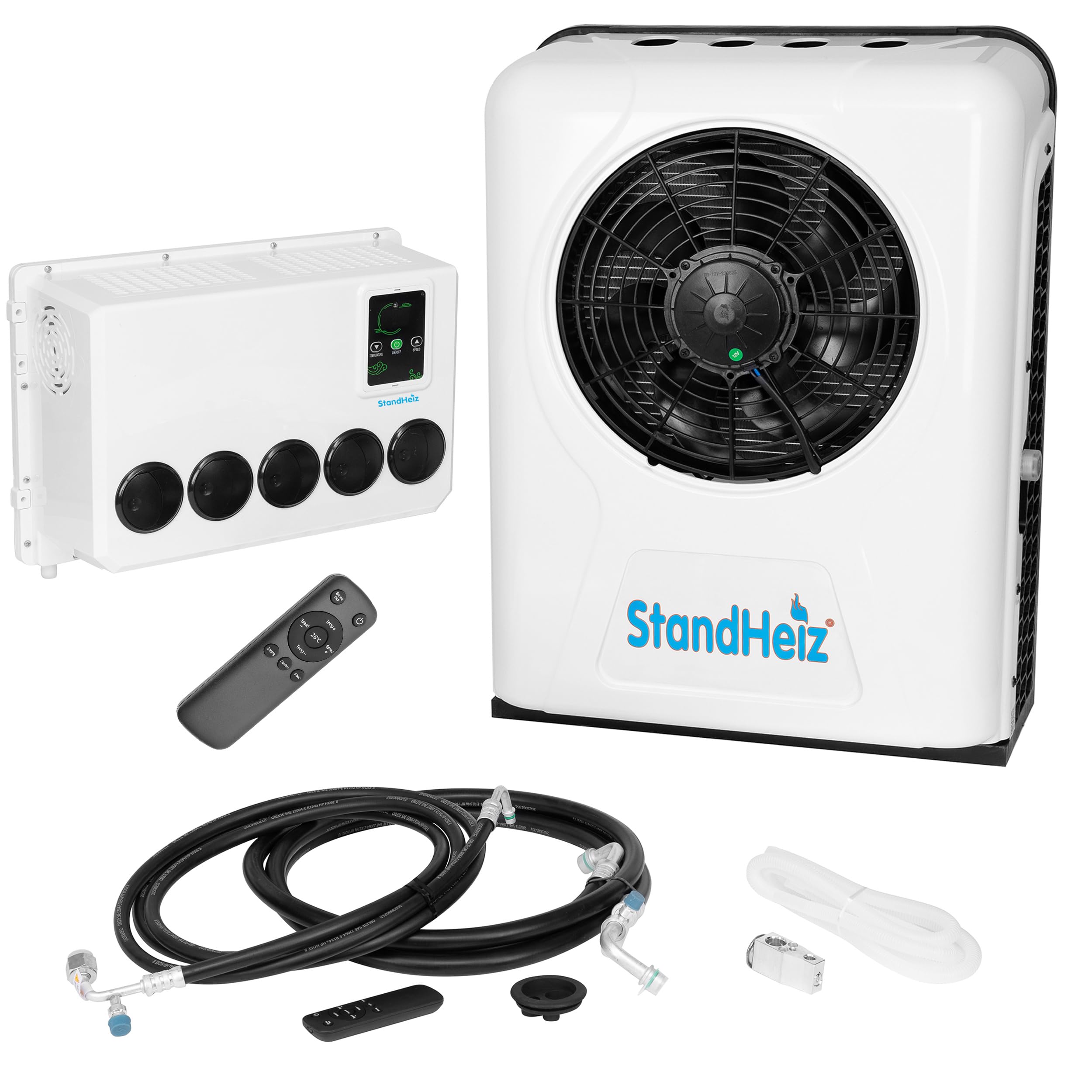 Parcheggio D'Aria Condizionata 12V DC, Refrigerante Condizionatore da Tetto, Elettrico Aria Condizionata per Camper, Escavatore, Trattore, Veicoli agricoli, Bianco