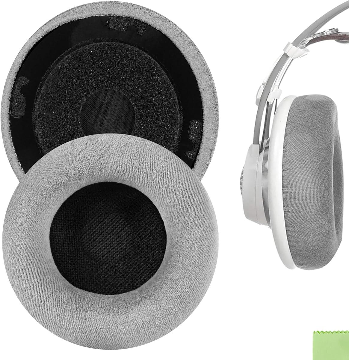 Geekria Comfort Velour Replacement Ear Pads for AKG K701, K702, Q701, Q702, K601, K612, K712 Headphones Ear Cushions, Repair Parts with Video Guide (Grey)