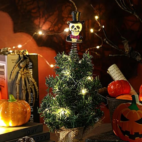 Miniatura 5 de Decoración de árbol en miniatura de calavera de calabaza de Halloween, adornos espeluznantes de Halloween, decoración de árbol de Halloween de 4