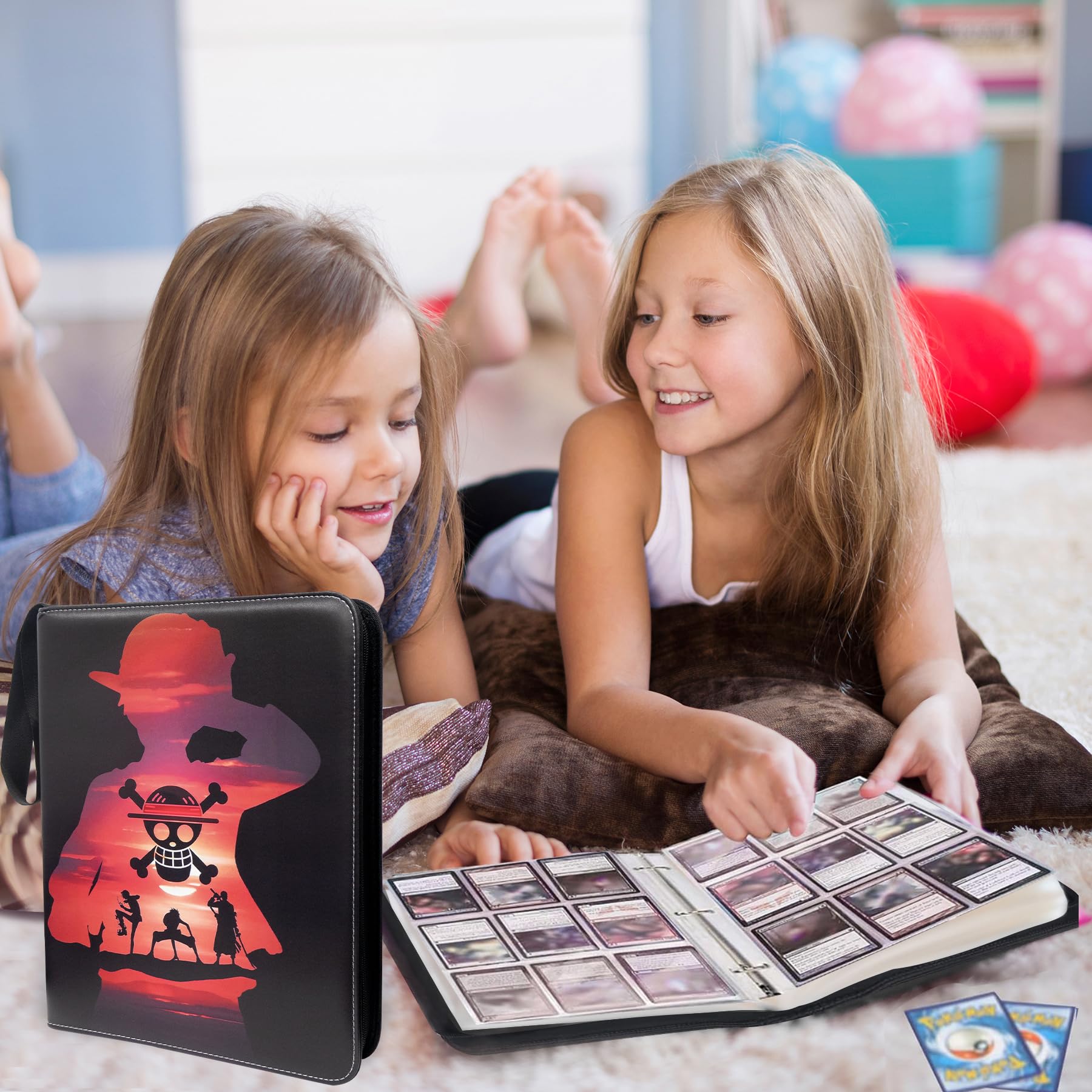 Sammelkarten Album for One Piece, 1080 Taschen, 60 Seiten, 9-Taschen-Design, Wasserdichtes PU-Material, Tragbar
