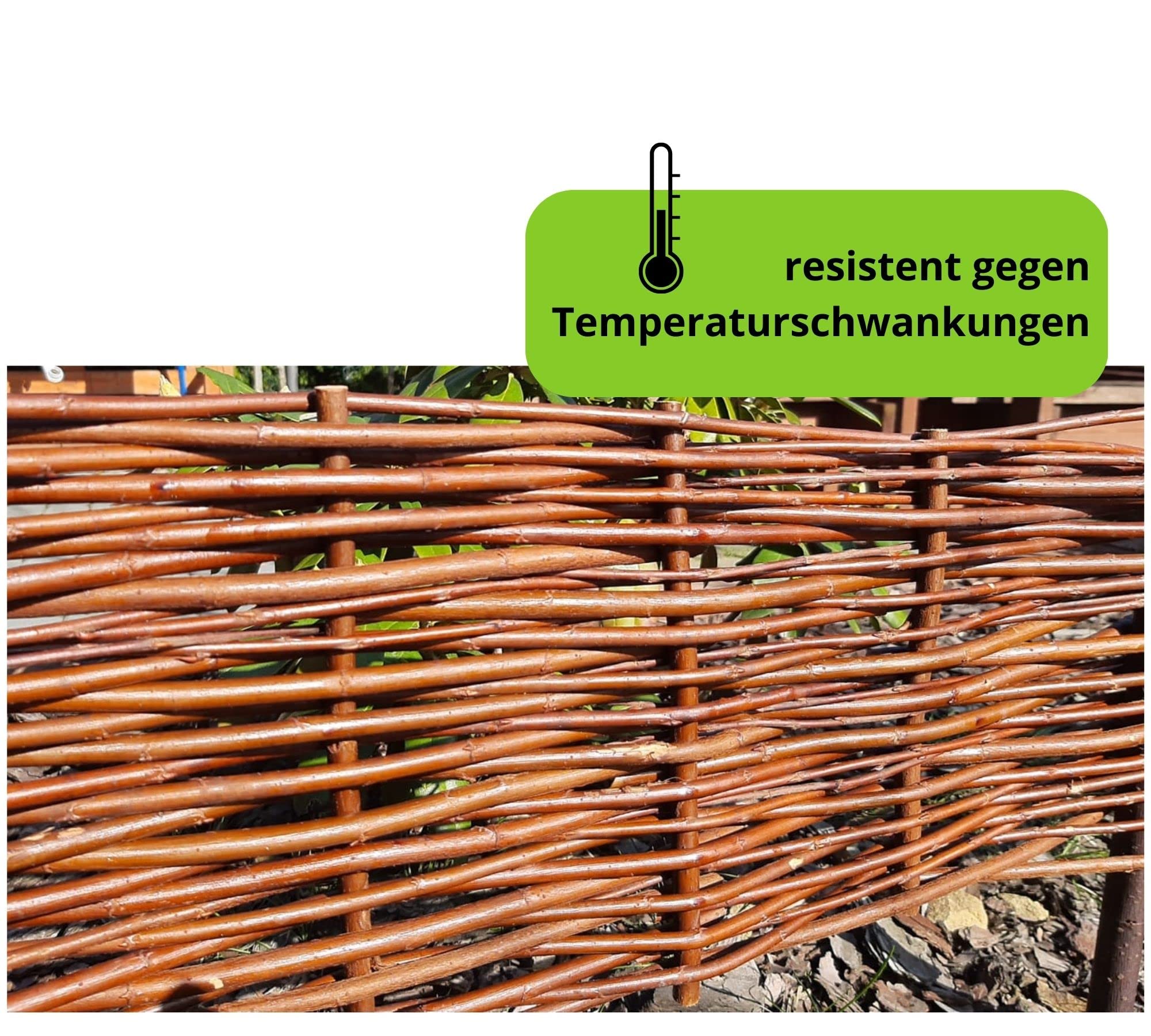 Paquete de 10 Borduras para Jardin - 100 cm x 20 cm - Natural - Hecha a Mano - para Parterres, Huertos, Camas - Vallas para Jardin - Exterior