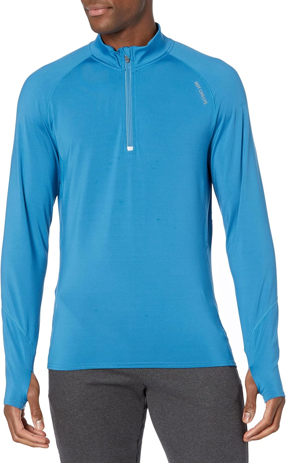 Hot Chillys Men's Micro-Elite Chamois UPF 30 4-Way Stretch Moisture-Wicking Midweight Thermal Long Sleeve Crewneck Base Layer