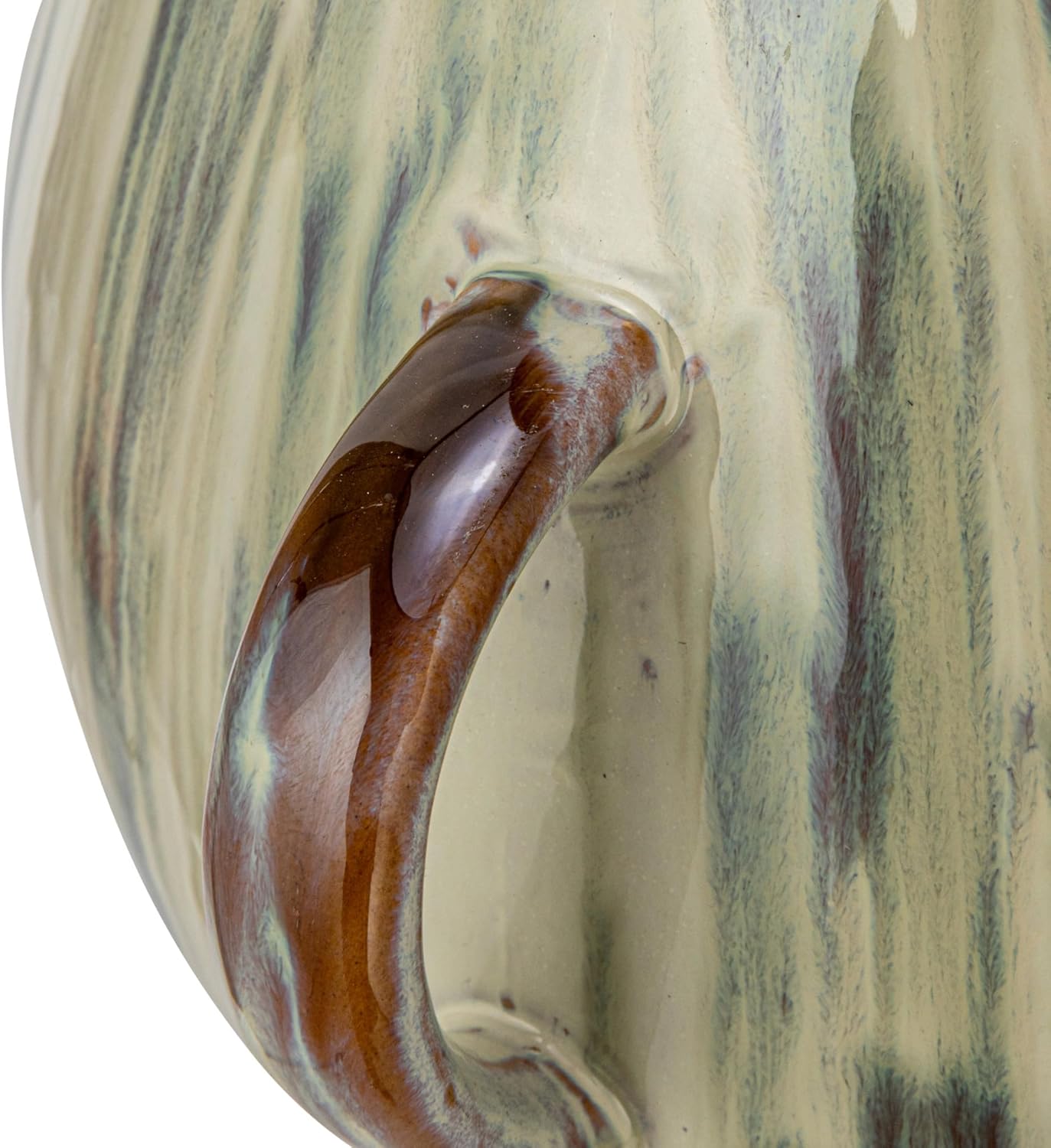 Creative Co-Op 14 Inches Hand-Painted Stoneware Vase with Handles with Reactive Glaze, Multicolor
