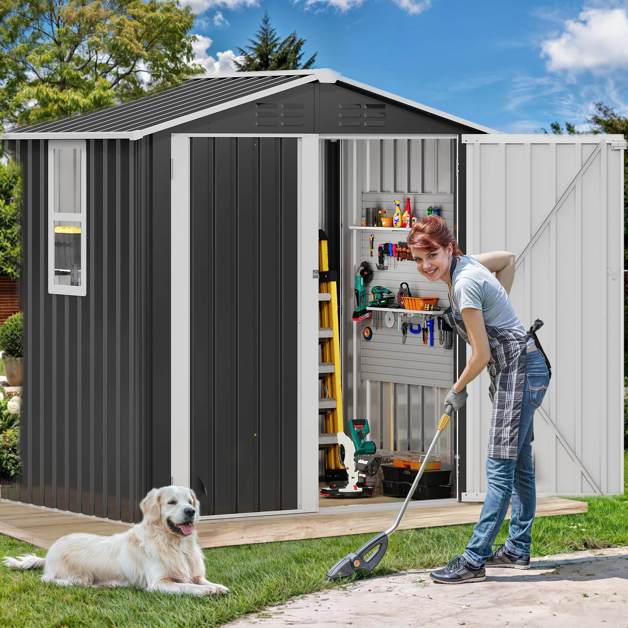 Amazon.com : DWVO 6x4ft Large Tool Storage Shed with Window