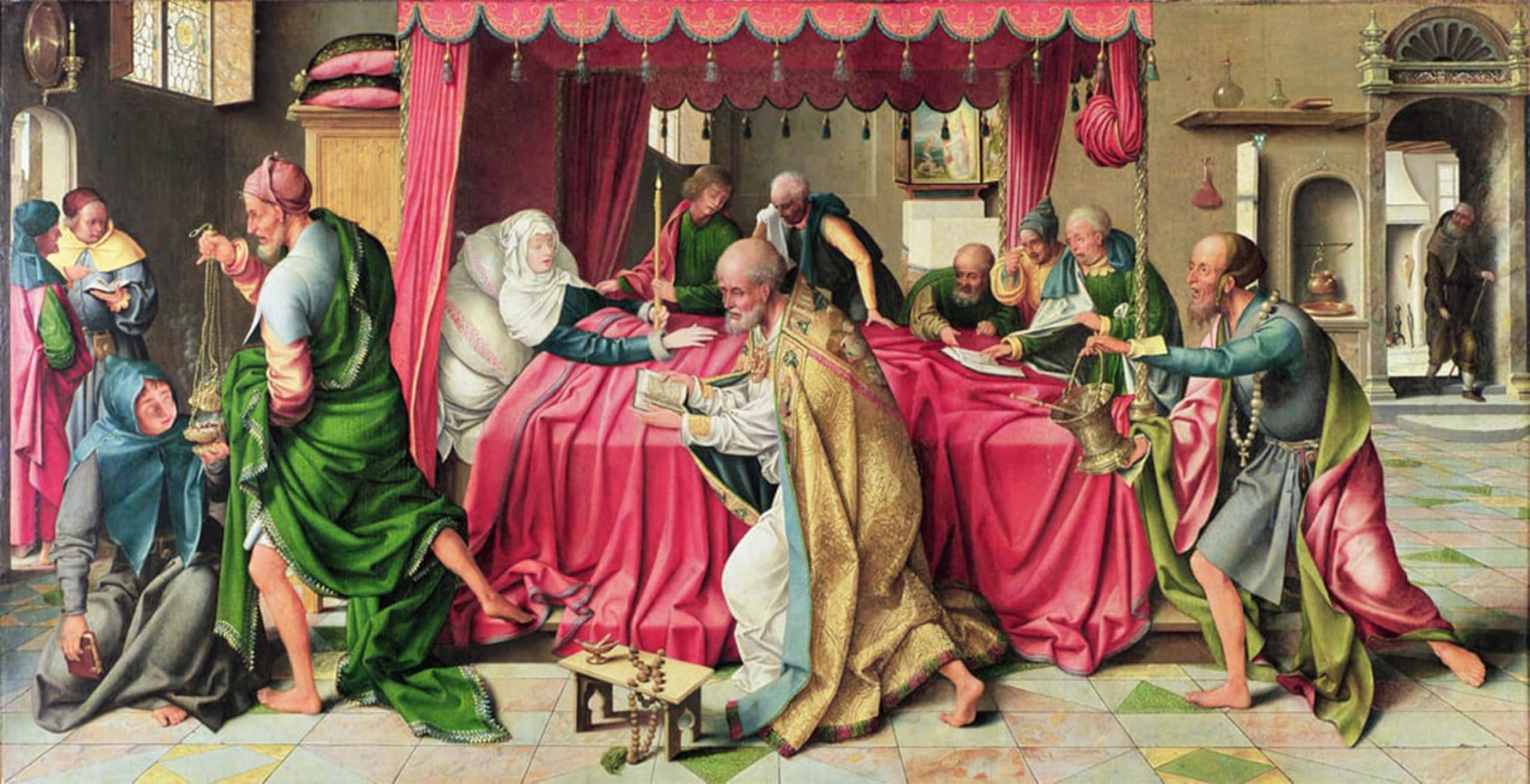 POSTERIIk Vintage Art Print Images Pictures Print the Death of the Virgin by Joos Van Cleve Modern Colour Posters for Office Home Decor 60x90cm