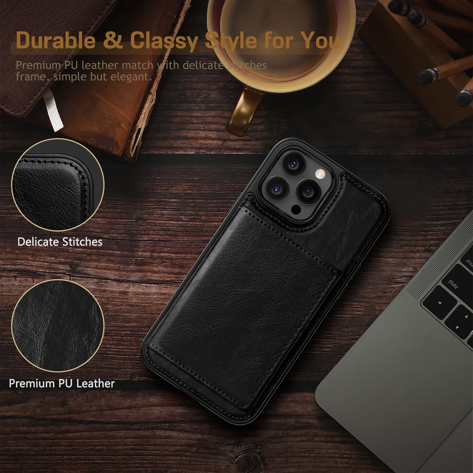 LOHASIC Schutzhülle für iPhone 14 Pro Max, 17 cm , kompatibel mit MagSafe, Handyhülle aus Leder mit abnehmbarem Magnetverschluss, Kartenhalter, für Damen und Herren, Mag Safe Cover 2022