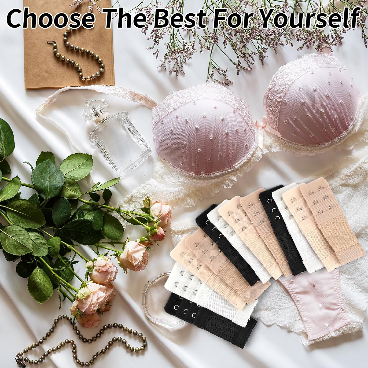 PEASUG 12 PCS Bra Extenders 2 Hooks, Bra Strap Extender, 2 Hook Bra Extenders for Women（Black, White, Nude, Beige） - Image 6