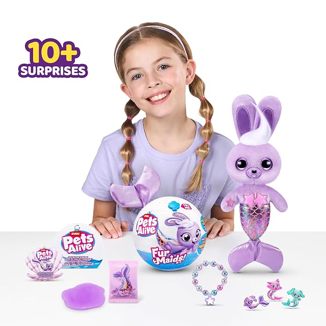 Foto 5 de 8 de Pets Alive Furmaids de ZURU Peluche Sirena Interactivo con Luces y Sonidos para niña(Purple Bunny)