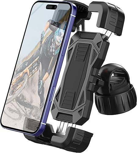 JUSPRO Soporte de teléfono para bicicleta, soporte de teléfono para motocicleta, soporte para manillar de bicicleta compatible con iPhone 1615 Pro