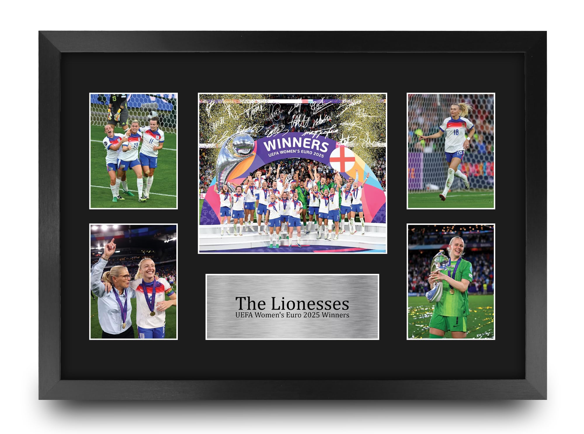 HWC Trading England Lionesses Euro 2025 Champions Printed Memorabilia Signed Autograph Photograph Display for Womens Football Fans and Supporters - A3 Framed โ image 1