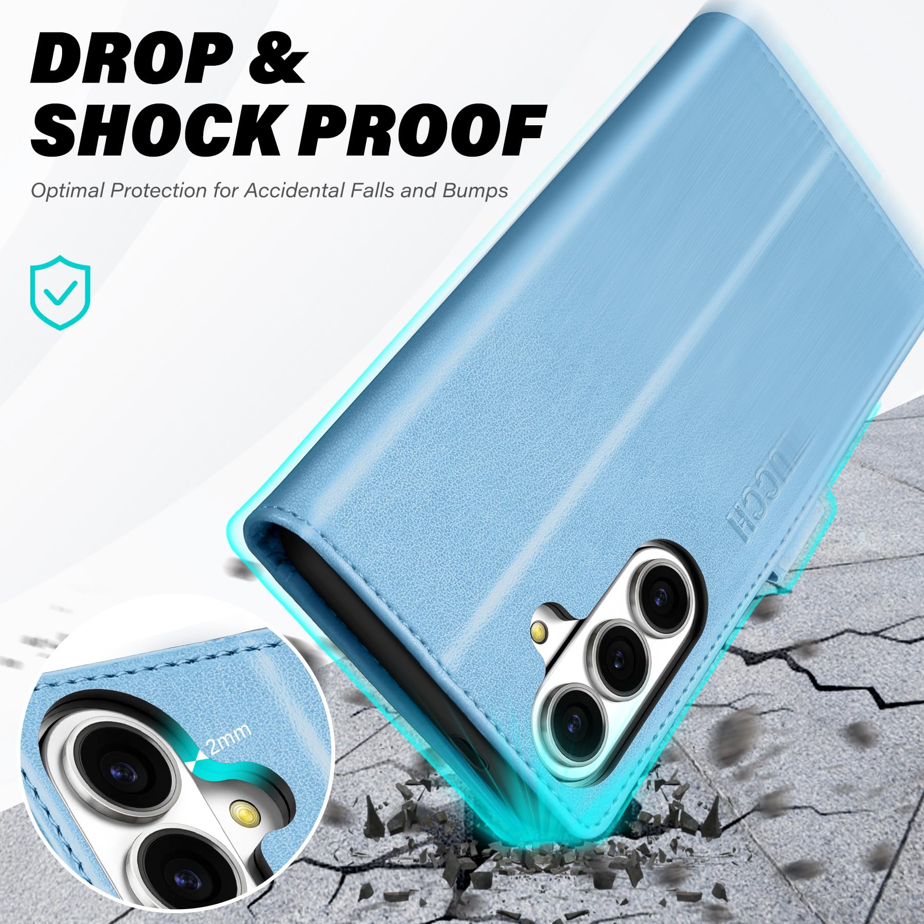 TUCCH Custodia per Galaxy S26 5G, Cover Portafoglio Magnetico Blocco RFID Slot Porta Carte Pelle Sintetica TPU Supporto Cellulare Protezione Completa Cover per Galaxy S26 (6,3" 2026), Blu Brillante