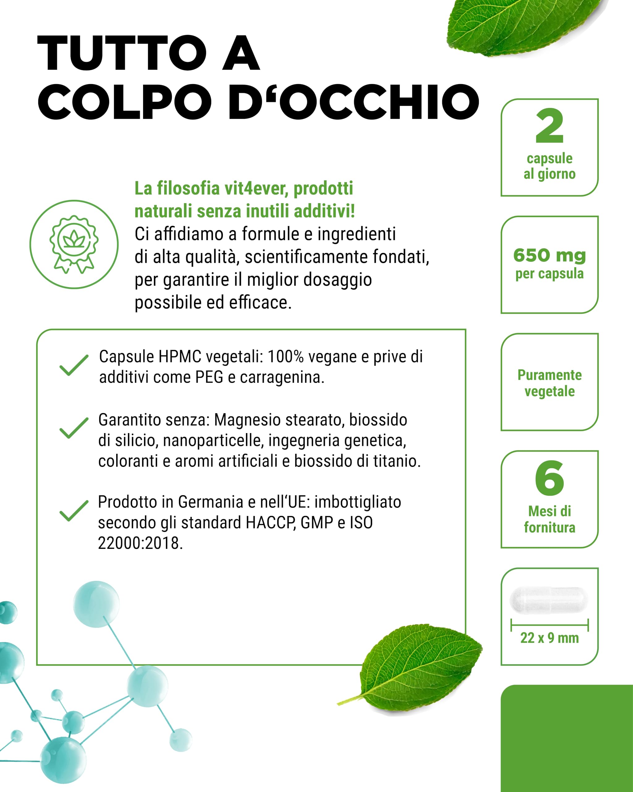 L-Tirosina - 365 capsule vegane - Dose extra-elevata con 1300 mg per dose giornaliera - Amminoacido puro da fermentazione vegetale - Vegano - Altamente dosato