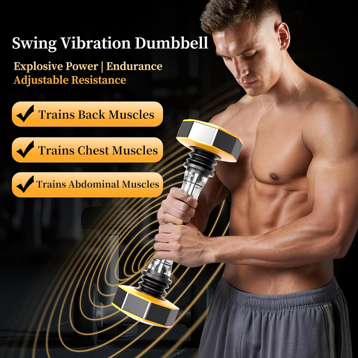 Shake Weight Home Fitness Adjustable Dumbbell Set 22-66 lbs Resistance for Arm Chest Core Strength Training Shake Weight for Women & Men Full Body Workout and Body Shaping