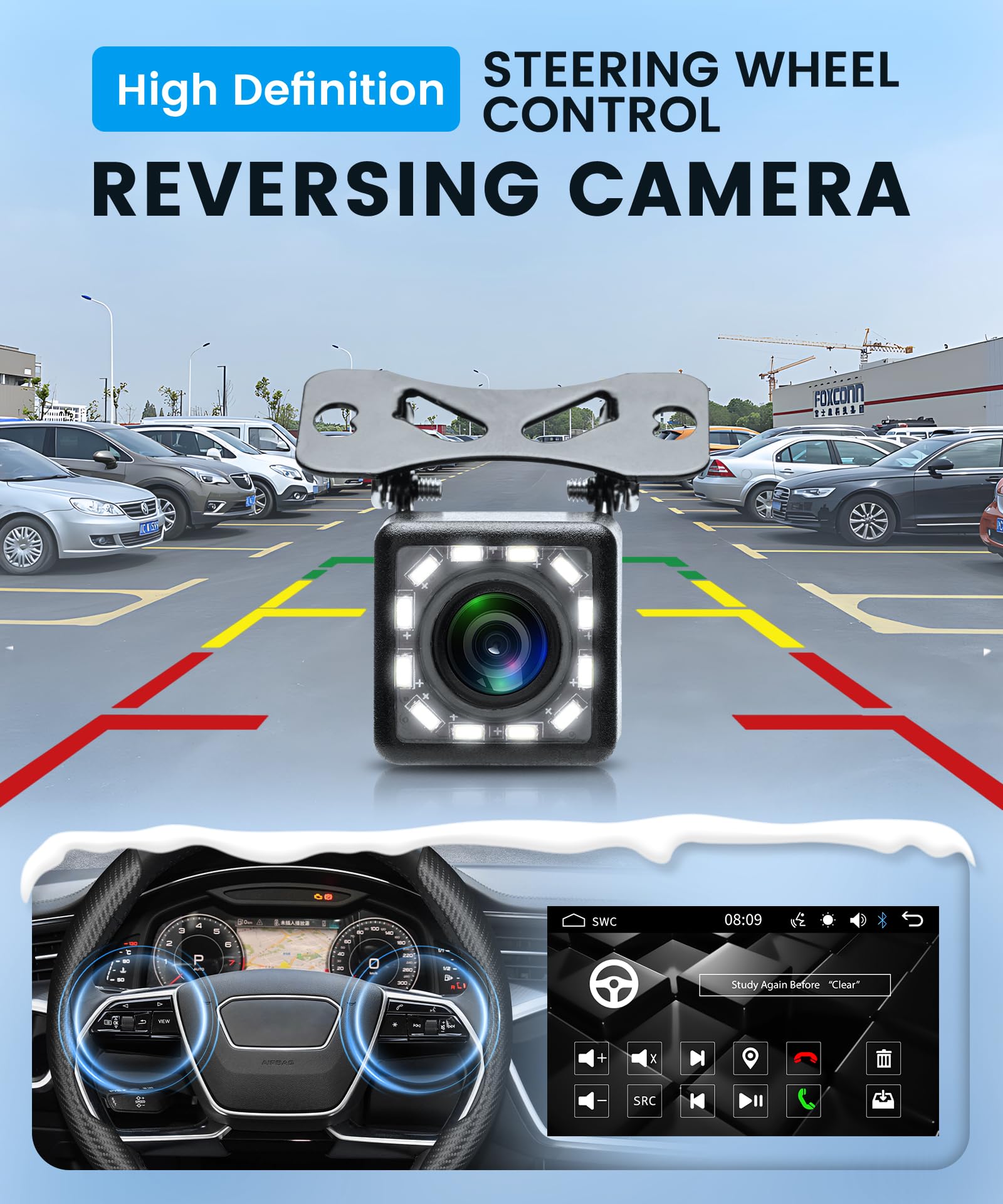 Inalámbrico Carplay Radio de Coche 1 DIN con You-Tube Android Auto, 9 Pulgadas Pantalla Táctil Radio Coche con Mirror Link Bluetooth FM/Am/RDS Radio USB/EQ/AUX Control del Volante Cámara Trasera