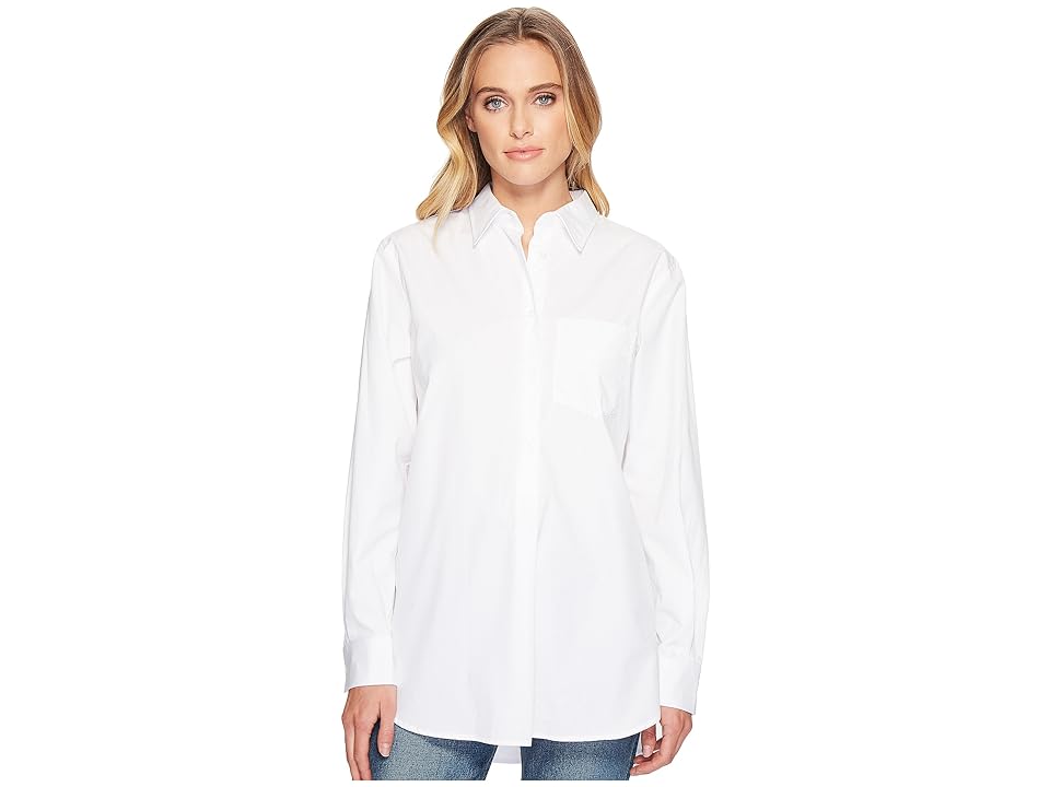 

LAUREN Ralph Lauren Oversized Cotton Poplin Shirt (White) Women's T Shirt