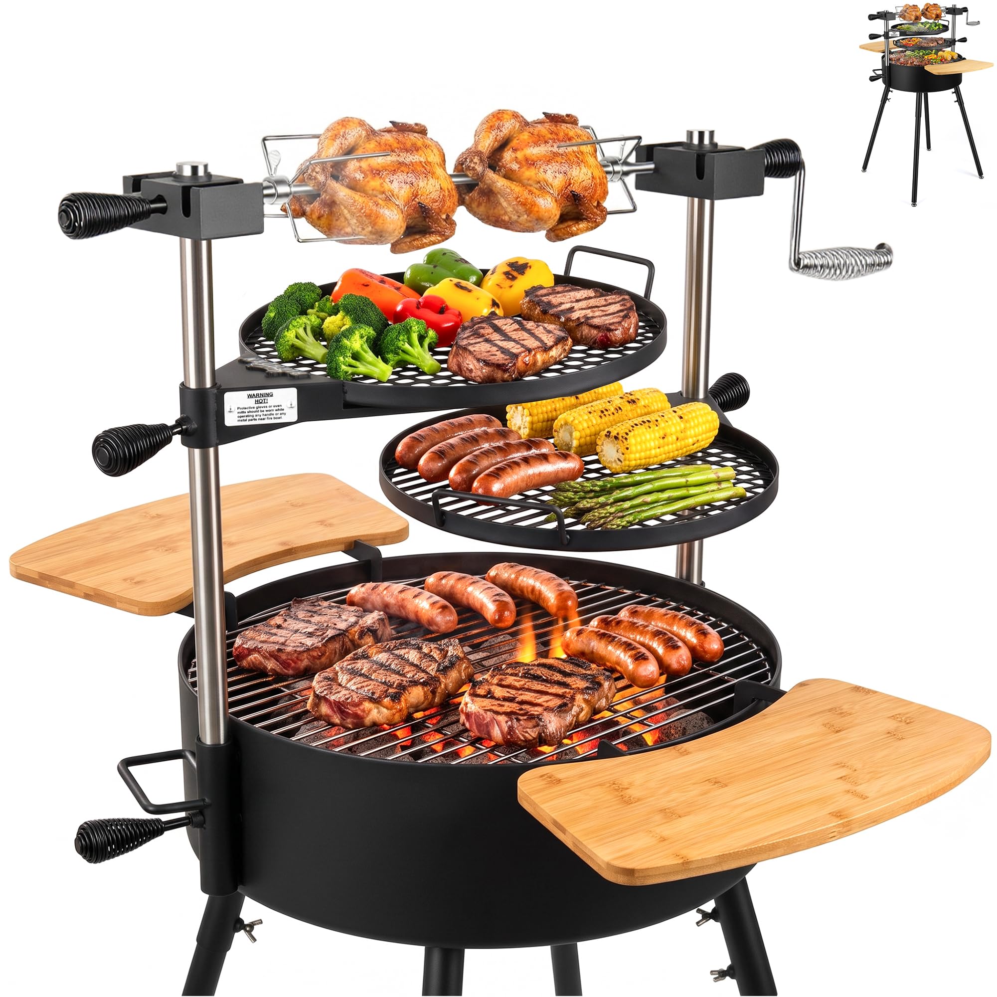 BIG HORN Portable Argentinian Parrilla with Rotisserie