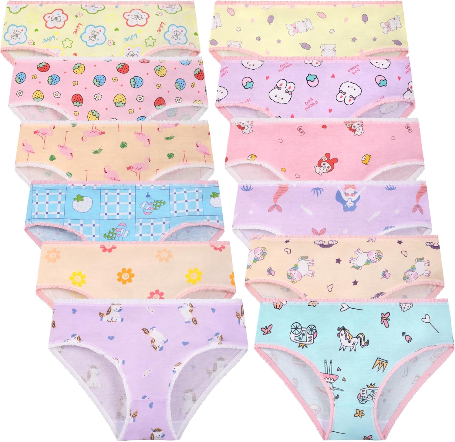 Girls Brief Kids Soft Underwear Toddler Panties Cotton Undies 12 Pack