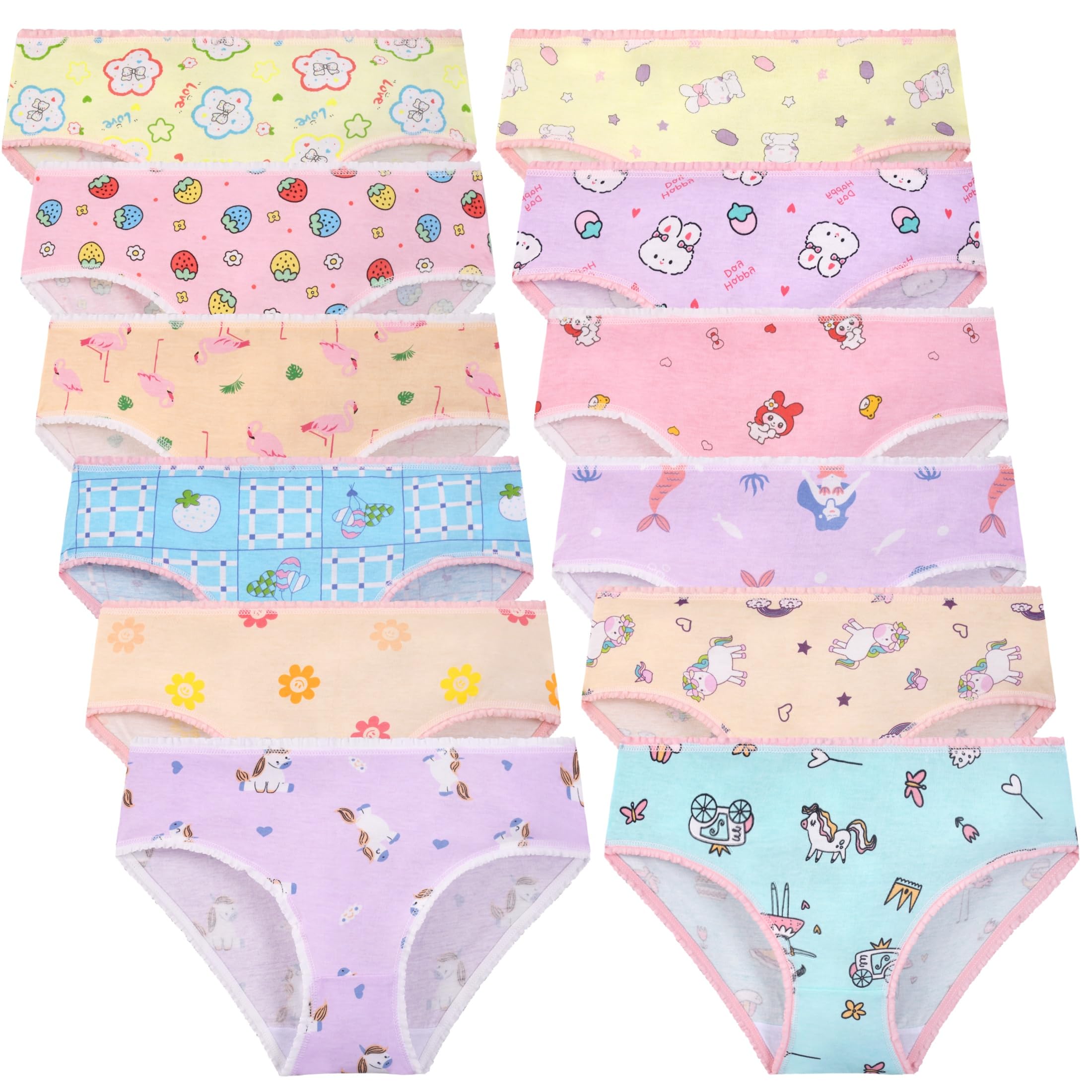 Girls Brief Kids Soft Underwear Toddler Panties Cotton Undies 12 Pack