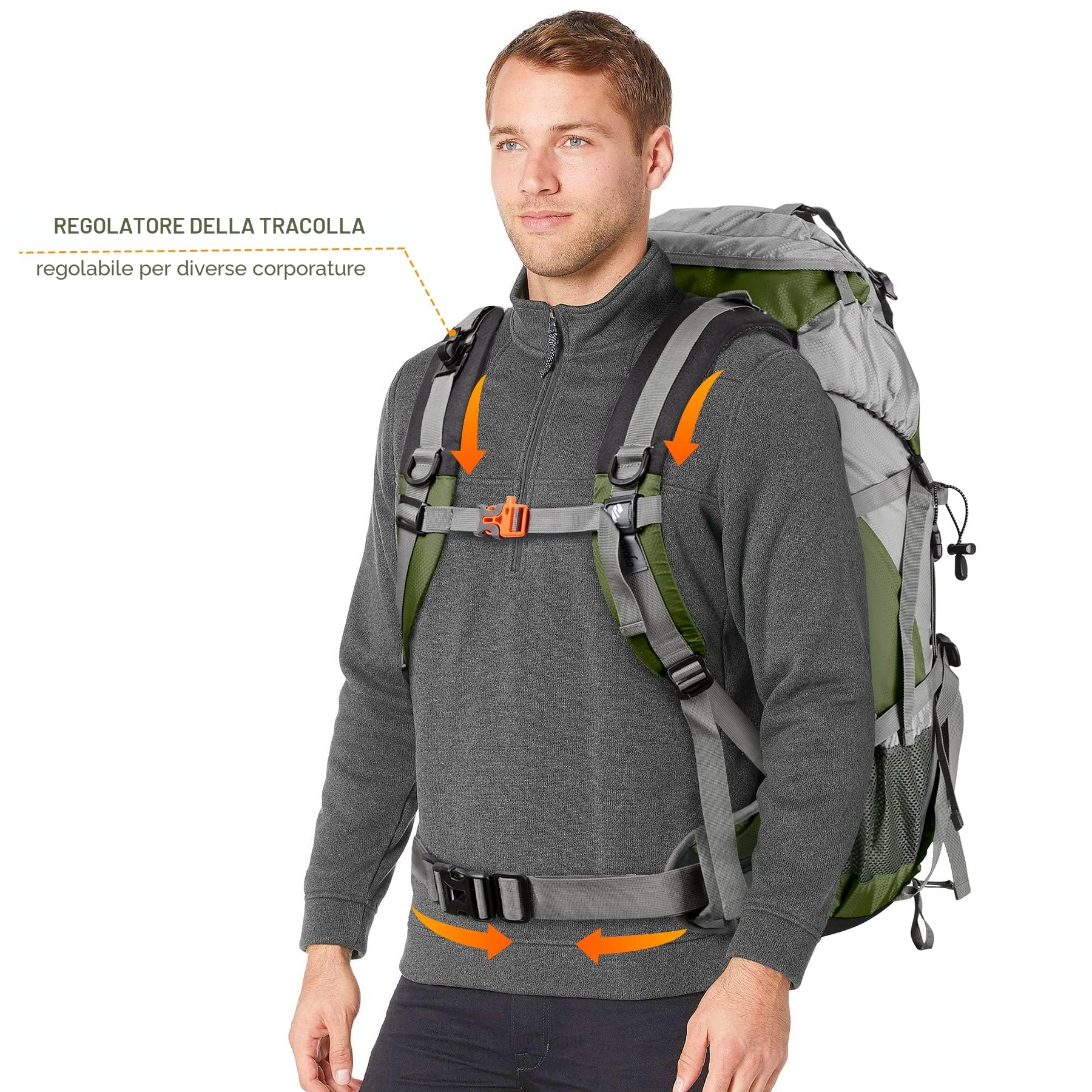 Loowoko Uomo Escursionismo Zaino 50L di Viaggio Zaino di Campeggio con la Copertura della Pioggia per Outdoor Grande