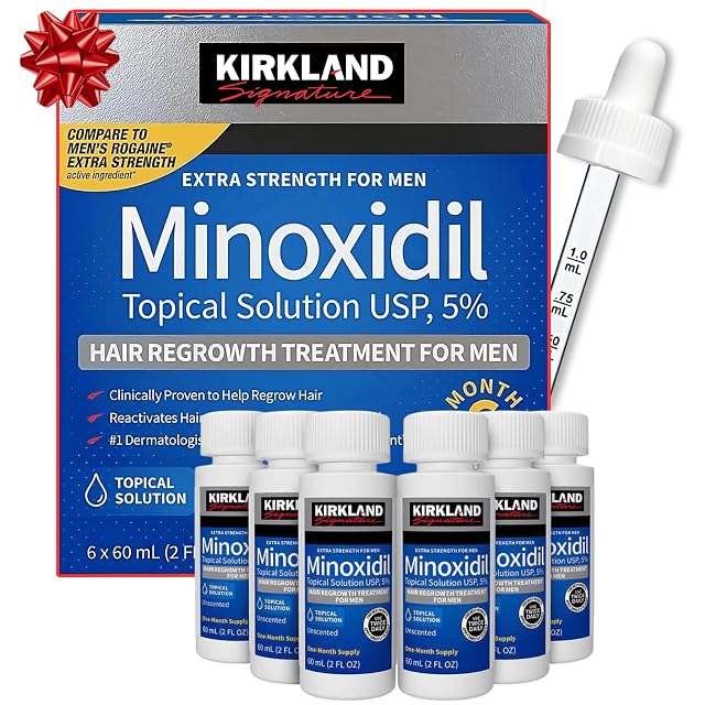 Minoxidil for Men Bundle Liquid Extra Strength Hair Regrowth Treatment 5 6 Months Supply - Dropper Applicator and
