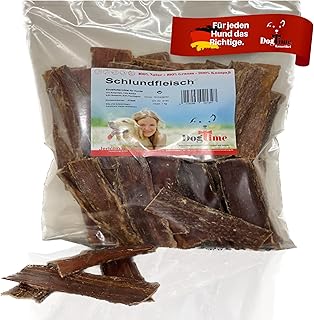 Dog Time Tiernahrung Schlundfleisch 1000g getrocknet I Gesunder Kausnack aus 100% Rind für Hunde I Hundeleckerli ohne Zucker I In Deutschland produziert product image