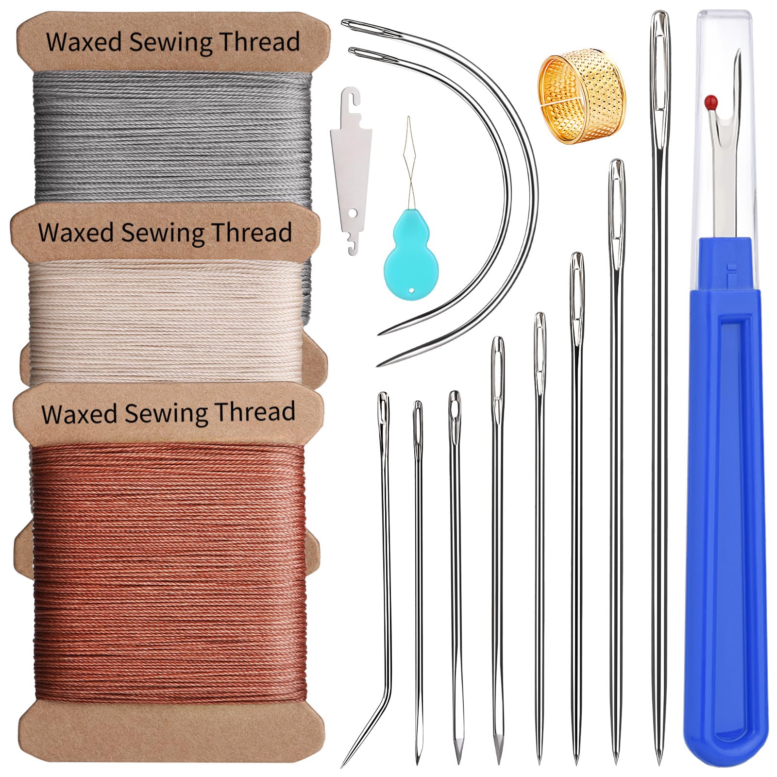 Upholstery Repair Kit Thread Repair Sewing Kit and Upholstery Needle 3 Colors 0 55mm Waxed Thread with 8