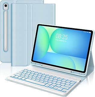 Backlit Keyboard Case for Samsung Galaxy Tab S10 Lite / S10 FE / S9 FE 10.9 Inch & S9 11'' Case with Colors Backlight Keypad, Detachable Key Board with Pen Slot for Galaxy Tablet S10 Lite 2025, Blue