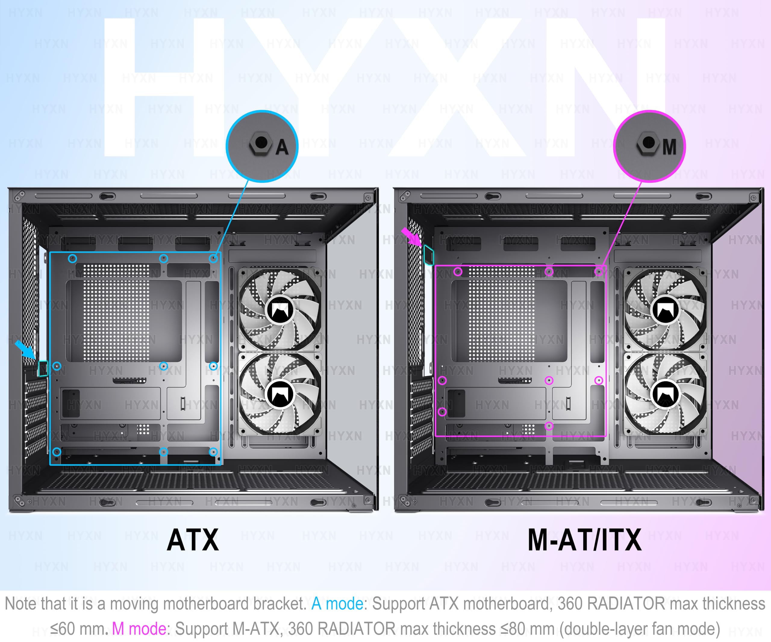 H3(2026) Caja PC ATX – Ventilador preinstalado 3 ARGB, Caja PC Gaming Mid Tower Dual Cámara Compacta ATX, con Type-C 3.2 (Negro-R)
