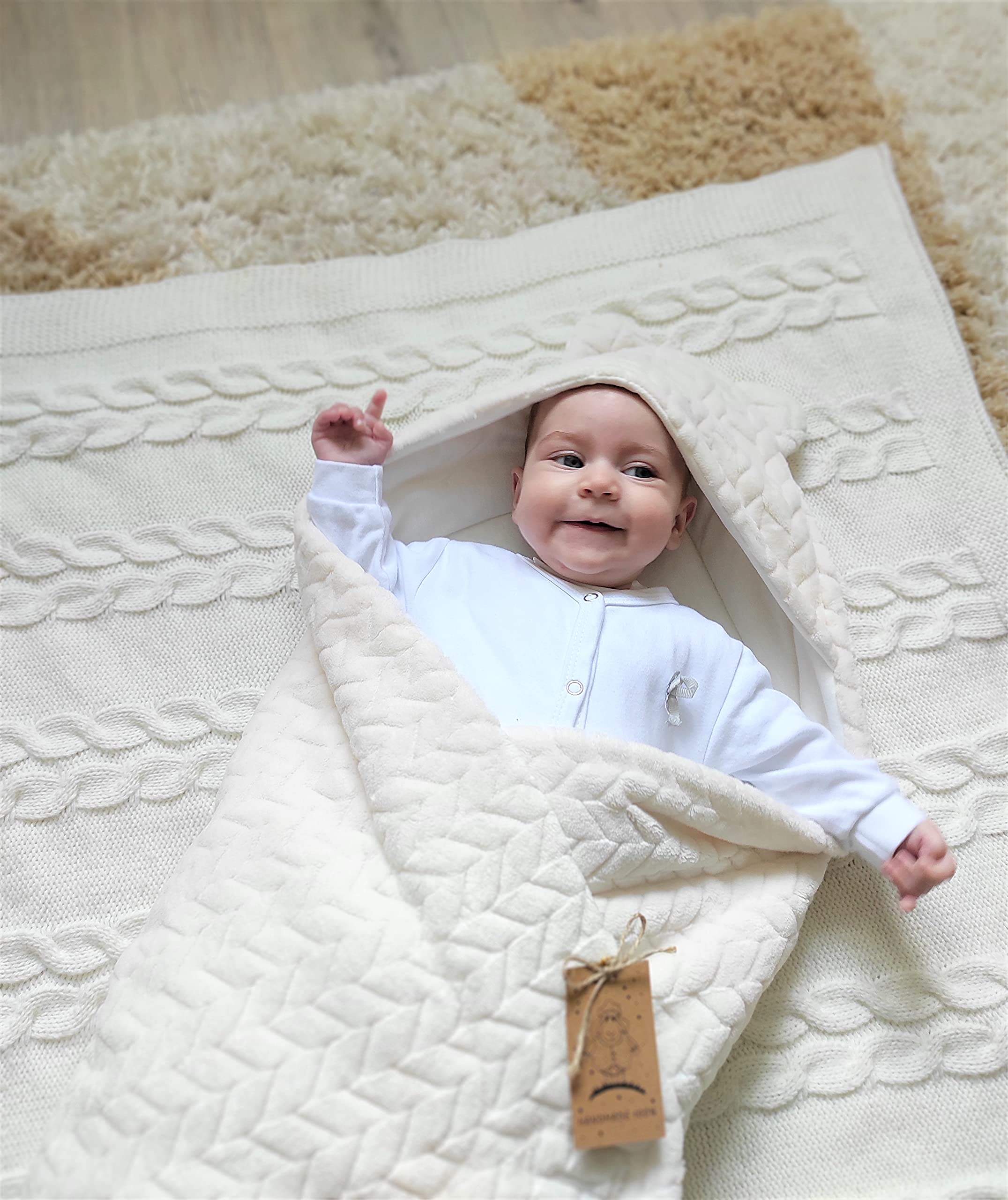 Inbaker Deken 100% Katoen 85x85cm Met Capuchon Knuffeldeken Voor Kinderwagen Babyzitje Universele Dubbelzijdig Babydeken Buggy Autostoel 2851979807