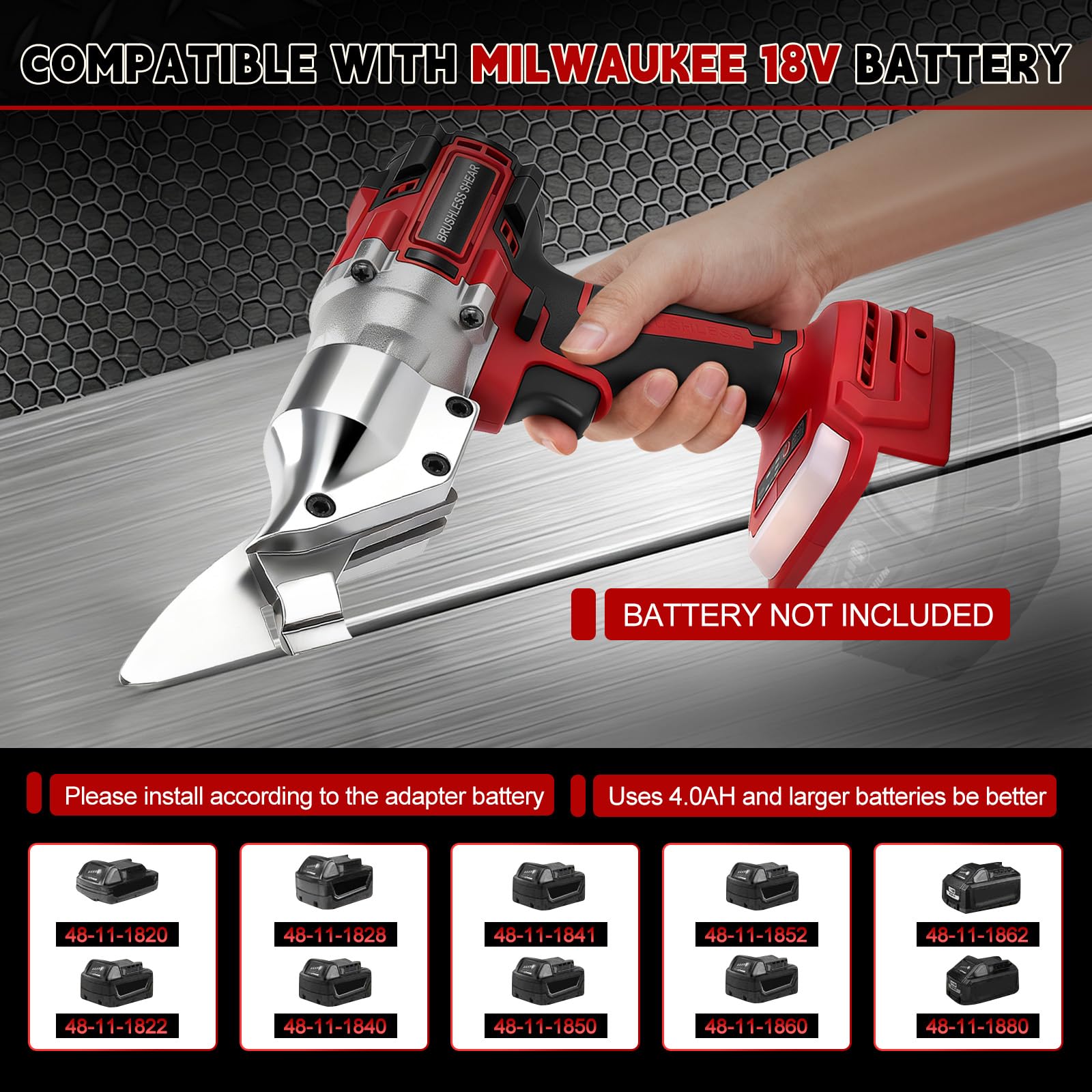 Ciseaux à métaux sans fil compatibles avec batterie Milwaukee 18V, tête rotative sans brosse, ciseaux à métal, ciseaux à tôle électriques sans fil pour tôles, tapis, tissu, cuir(sans batterie)