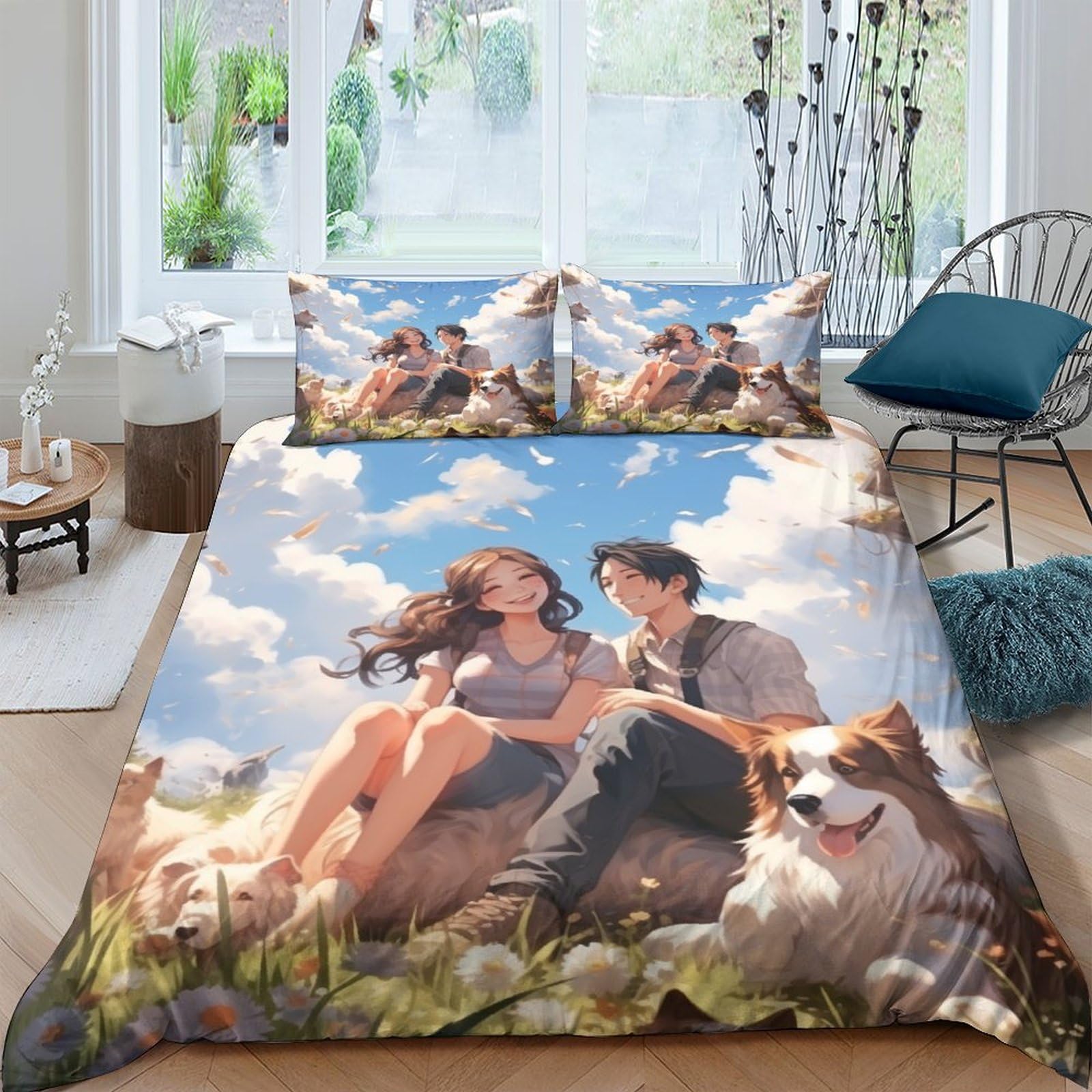 Parure de lit animal 3 pièces avec housse de couette en microfibre king 220x240cm