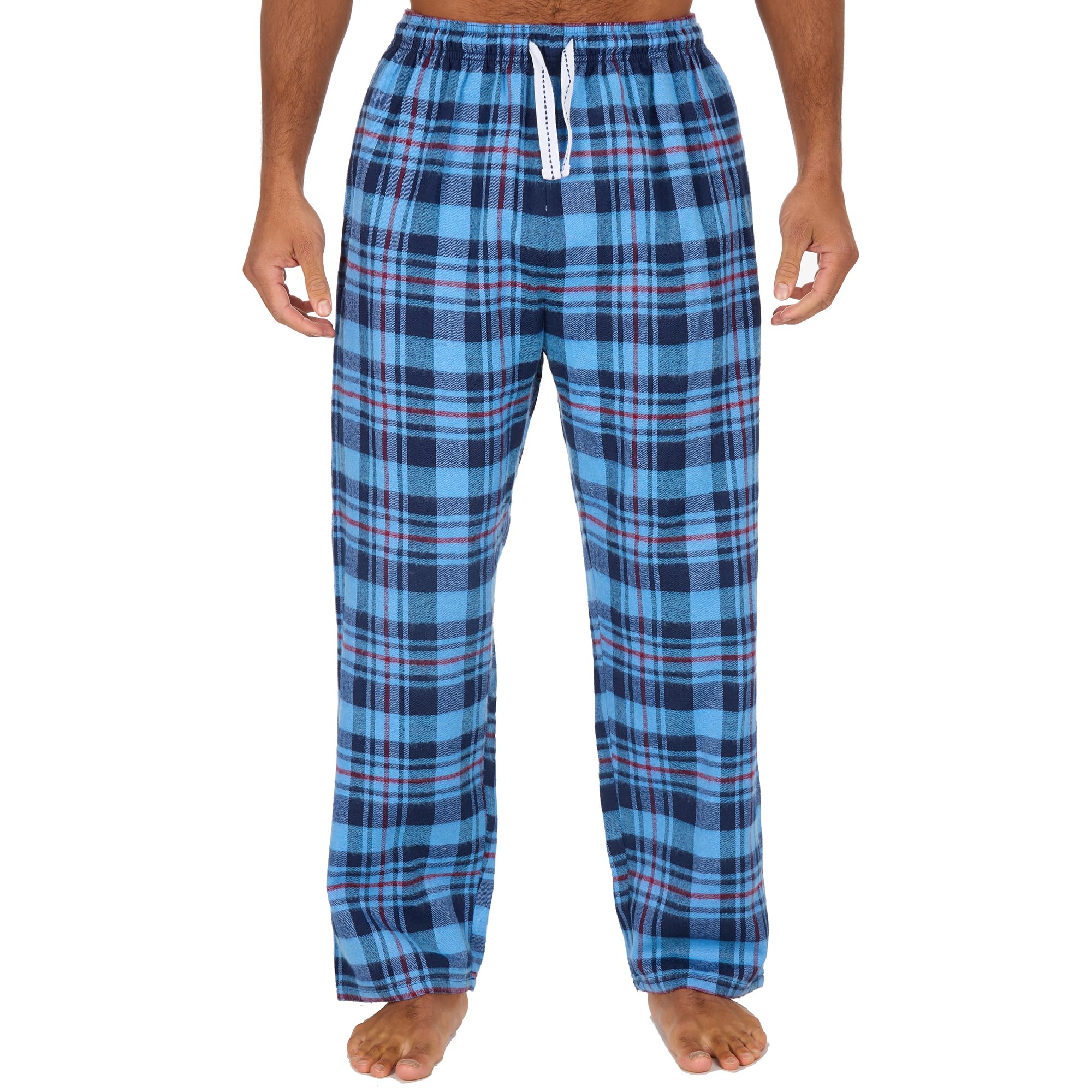 Metzuyan WS-AW24 Mens Woven Open Hem Pyjama Bottoms Nightwear Pants Checked Burgundy M
