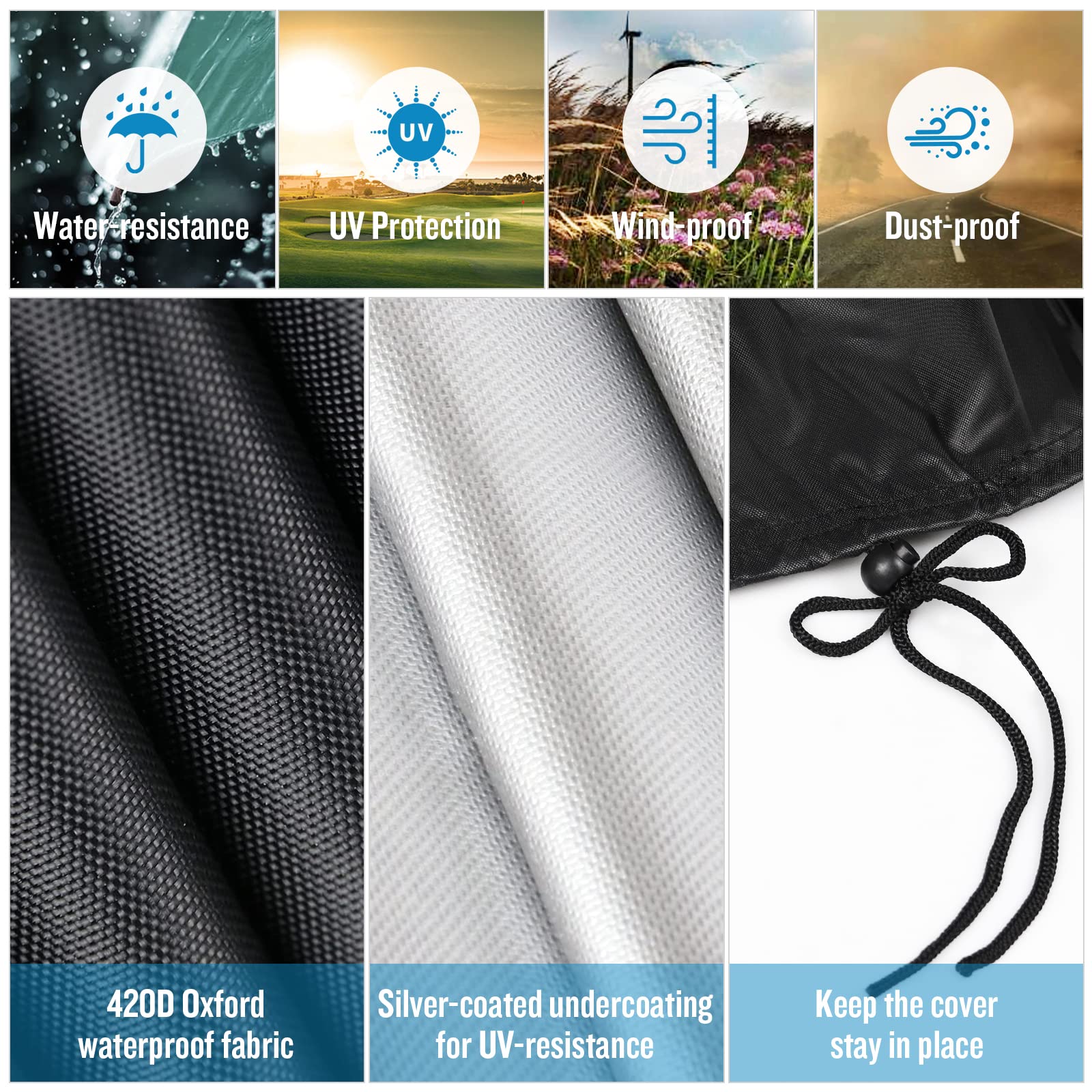 Copertura Impermeabile Per Tavolo Da Biliardo Fenghome - Tessuto Oxford 420D, 2.4m, Con Coulisse - Foto 7