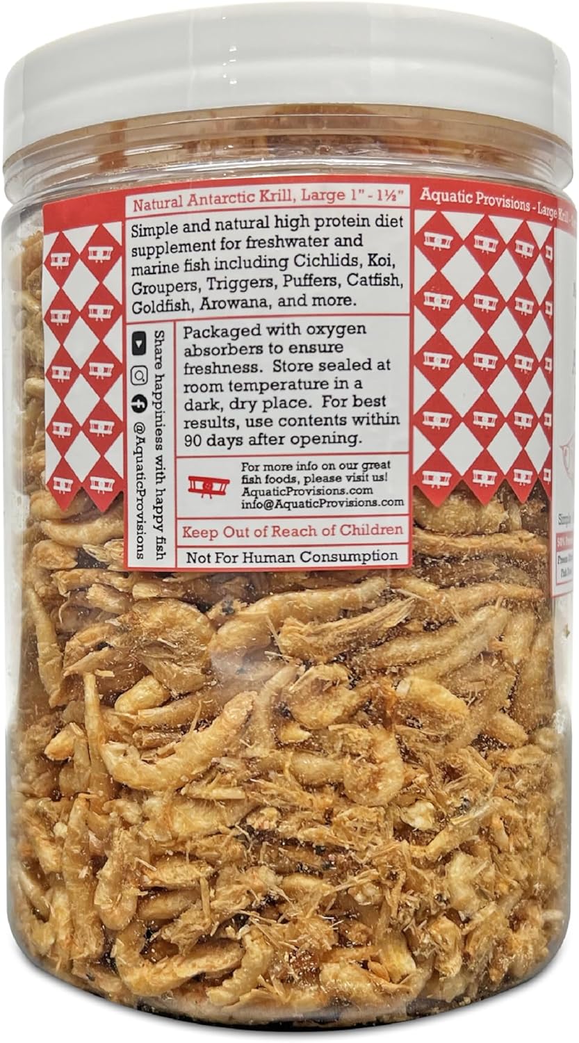 Aquatic Provisions Freeze Dried Antarctic Krill Fish Food 3 oz, for Freshwater and Marine Aquarium Fish