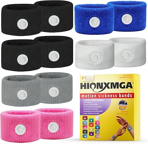Miniatura 8 de Bandas de mareo por movimientopulsera de náuseas de acupresión para náuseas, pulseras de mareo para alivio natural de las náuseas matutinas, mareos,