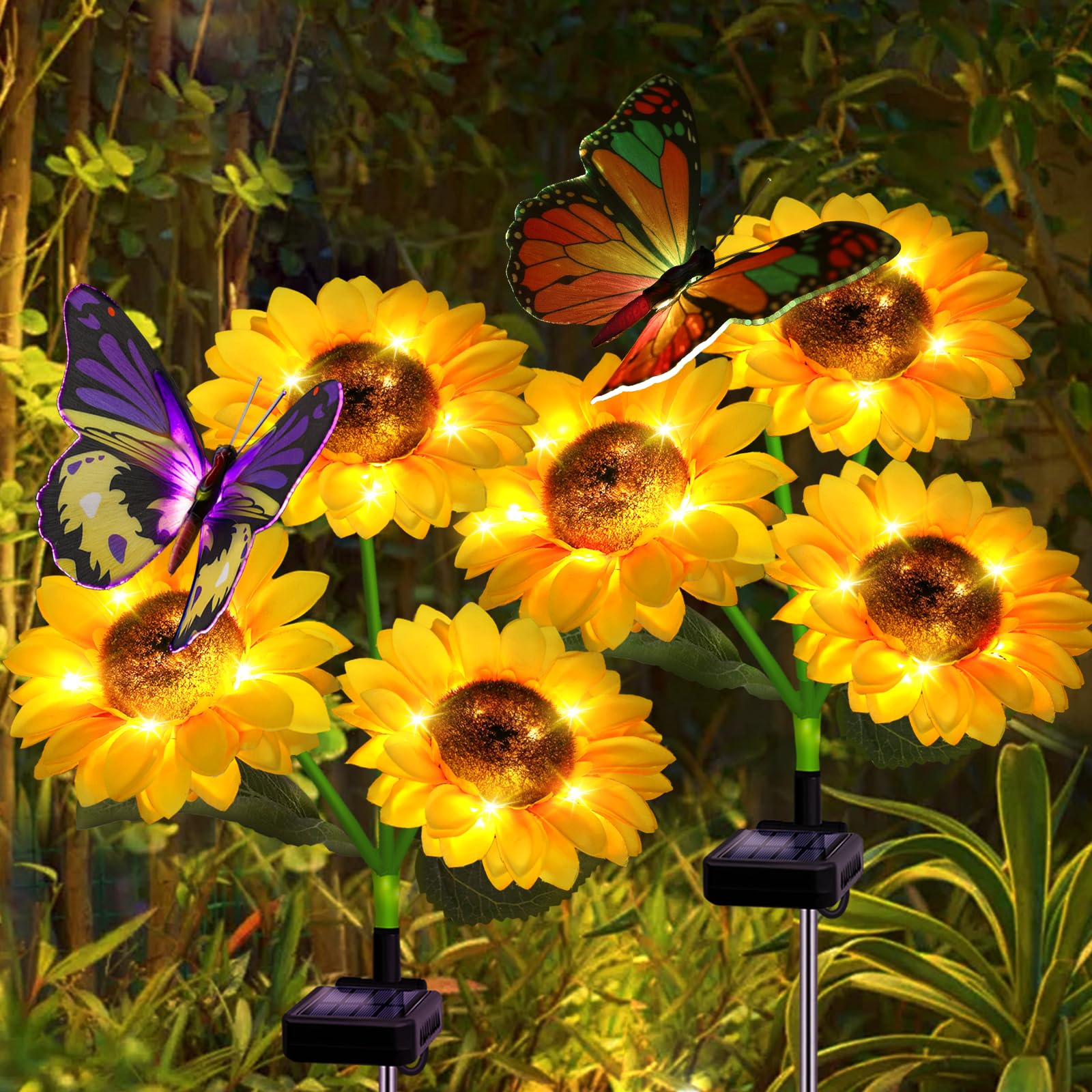 Sunflower Solar Outdoor Decorative Lights 2 4pcs Outdoor Solar Flower