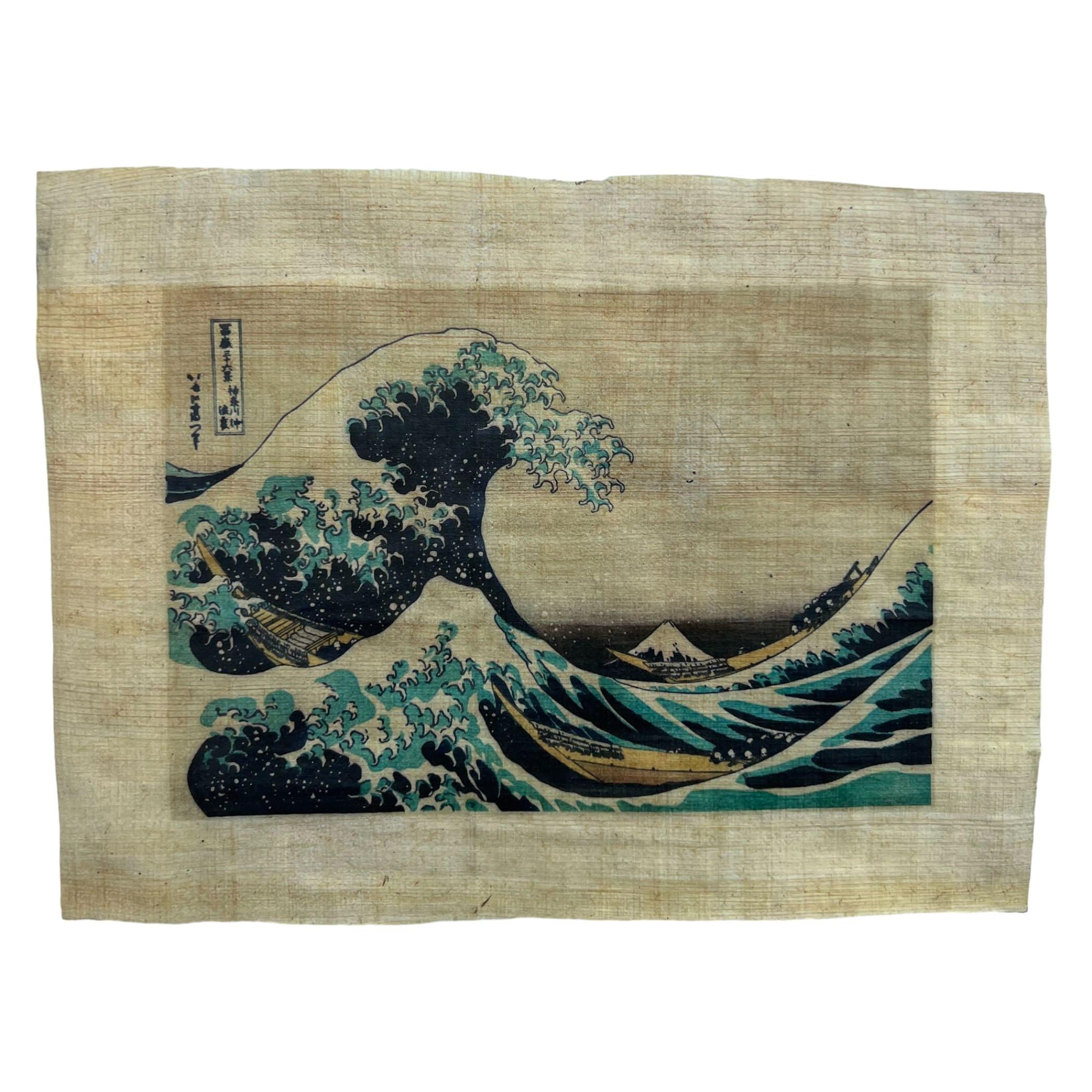 Ancient Egyptian PaintingsUnder the Wave Off Kanagawa, The Great Wave, Katsushika Hokusai on Papyrus, from The Series Thirty-Six Views of Mount Fuji - 11x8 Inches
