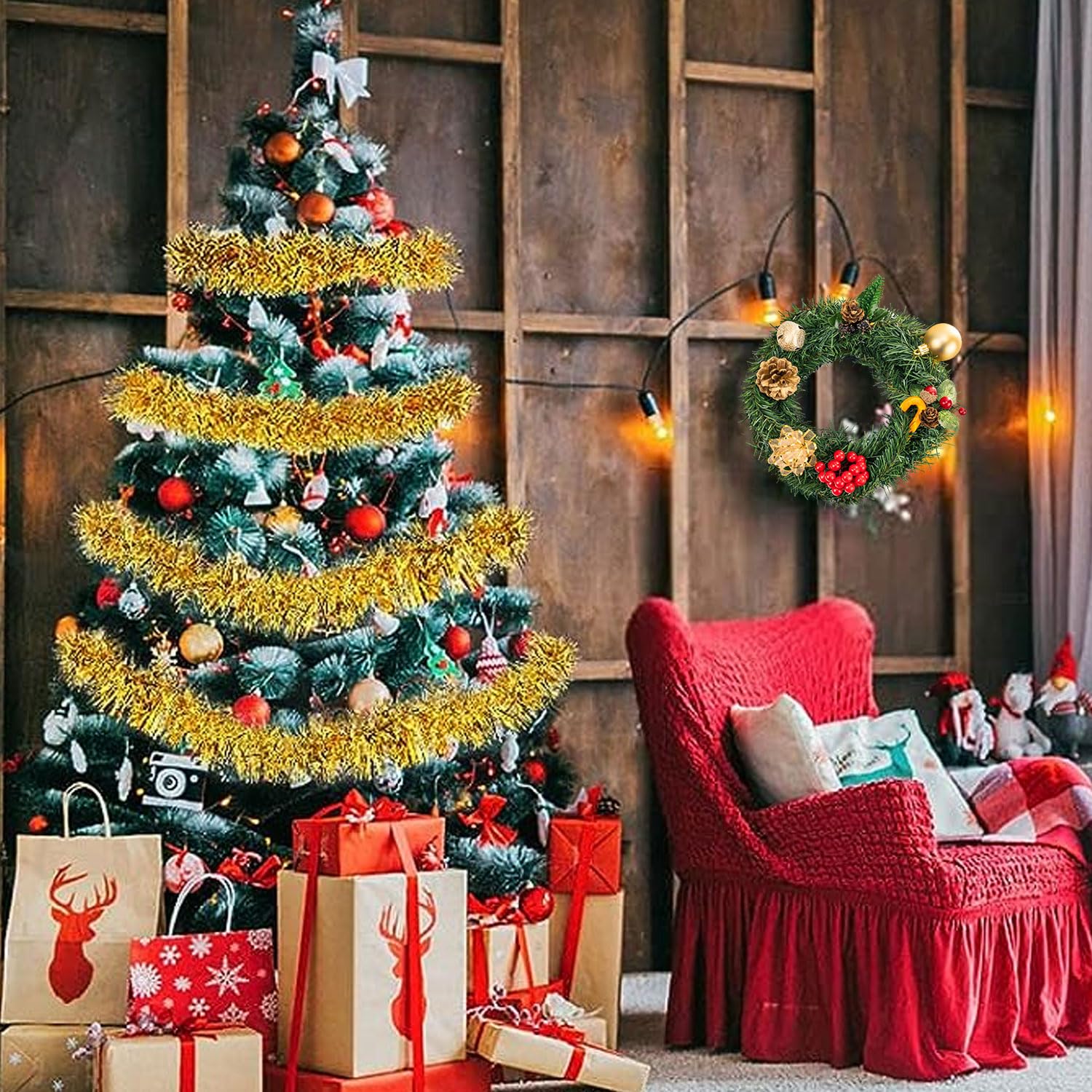 6PCS Guirlande De Noël Pour Sapin - 12M Décoration Brillante