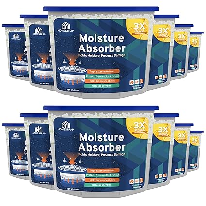 Homestrap 12 Pcs x 300 Gram Moisture Absorber Box With Long-Lasting Lemon Fragrance|Dehumidifier For Wardrobe, Drawers, Room And Car |Fight Against Moisture, Mould, Fungus & Bad Odour(Lemon|Box)