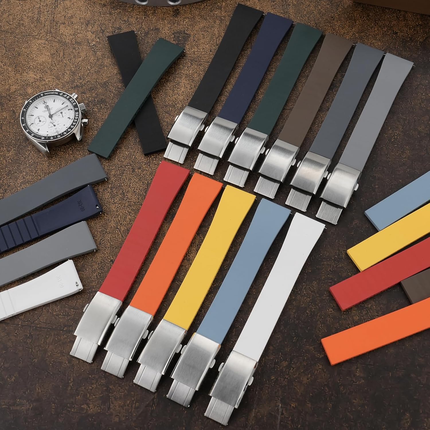 watchdives FKM Rubber Watch Strap, Cut to Size Fast Release Watch Band Soft Replacement Watchband with Milled Clasp for Men Women 18mm 19mm 20mm 21mm 22mm - Image 9
