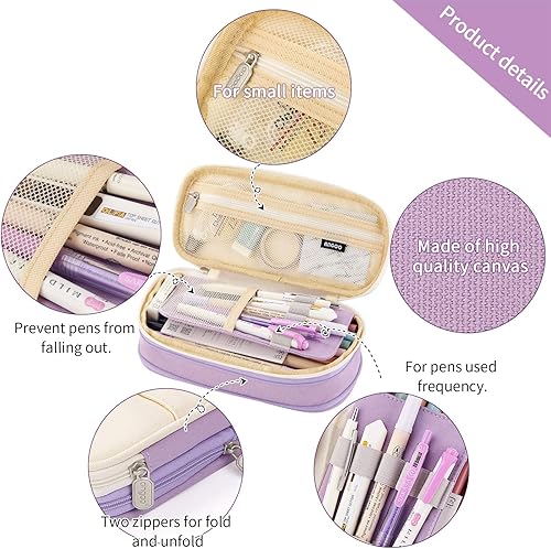 Vista 39 de EASTHILL - Estuche de gran capacidad para oficina, universidad, escuela, almacenamiento grande, bolsa de alta capacidad, organizador de caja azul