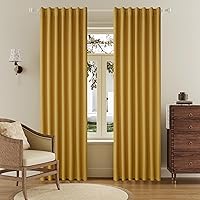 Vista 32 de DUALIFE - Cortinas opacas de lino marrón de 132 pulgadas de largo, juego de 2 paneles para sala de estar, dormitorio, con pestaña trasera, aisladas