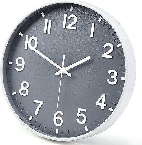 Miniatura 2 de Reloj de pared  12 pulgadas, funciona con pilas, para dormitorio, cocina moderna, pequeño, silencioso, analógico, redondo, simple, silencioso, de