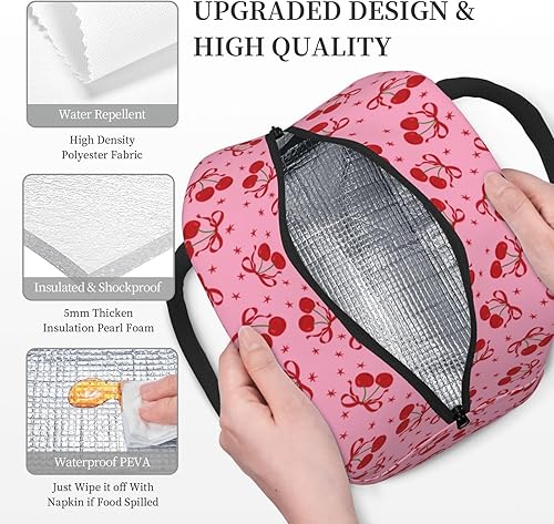 Miniatura 5 de Mokigol Lonchera térmica de cereza para mujeres y hombres, grande, reutilizable, a prueba de fugas, portátil, para el trabajo, picnic, oficina,