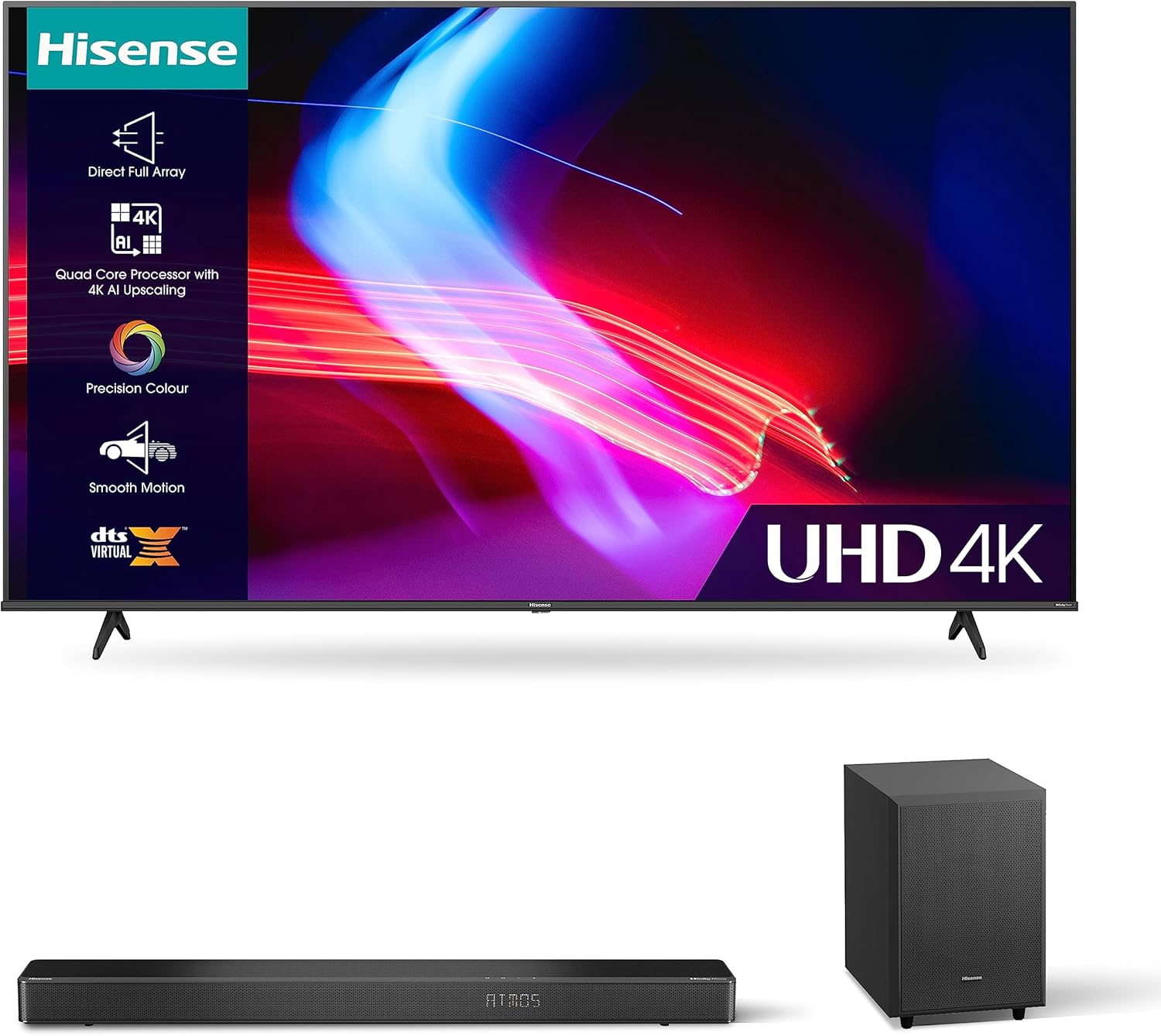 Hisense 4K UHD TV A6K and AX3120G with 3.1.2 Surround Sound and Dolby