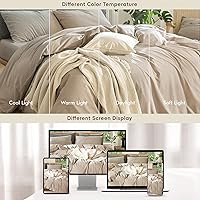 Vista 35 de MooMee Juego de funda de edredón 100% algodón lavado con textura tipo lino, transpirable, duradero, suave y cómodo