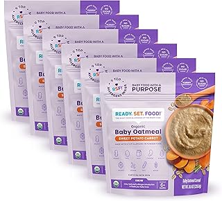 Sponsored Ad - Ready, Set, Food! Organic Baby Oatmeal Cereal | Sweet Potato Carrot - 6 Pack | Organic Baby Food with 9 Top...